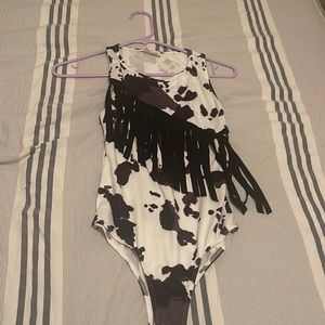 Cow print body suit